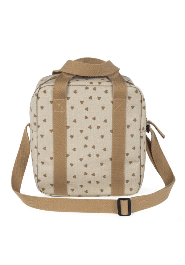 BOLSA TÉRMICA BIBERONES BEBÉS CORAZONES POPPY CANELA