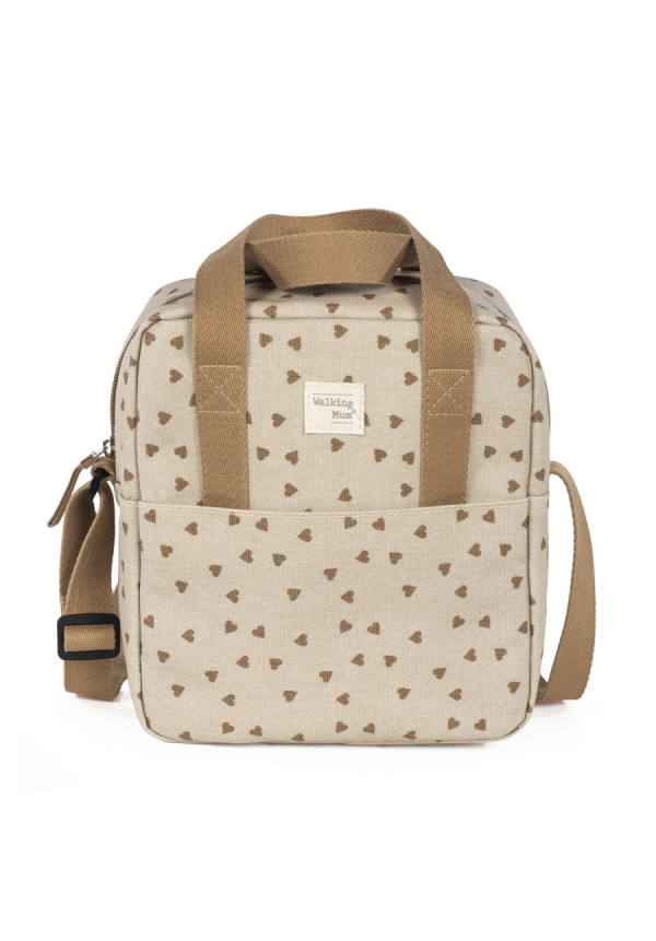 BOLSA TÉRMICA BIBERONES BEBÉS CORAZONES POPPY CANELA